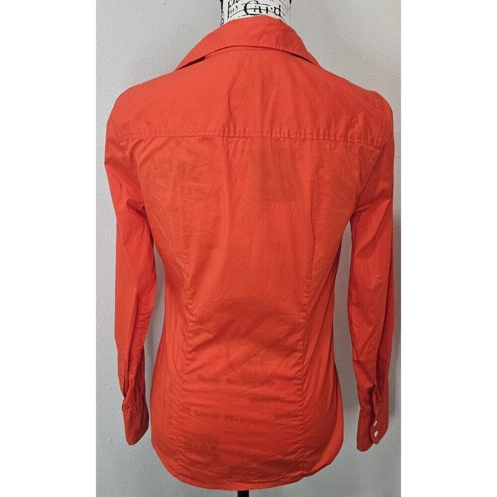 Woman J. Crew Haberdashery Refined Stretch Button Cotton Blend Shirt XS Orange - Picture 5 of 9